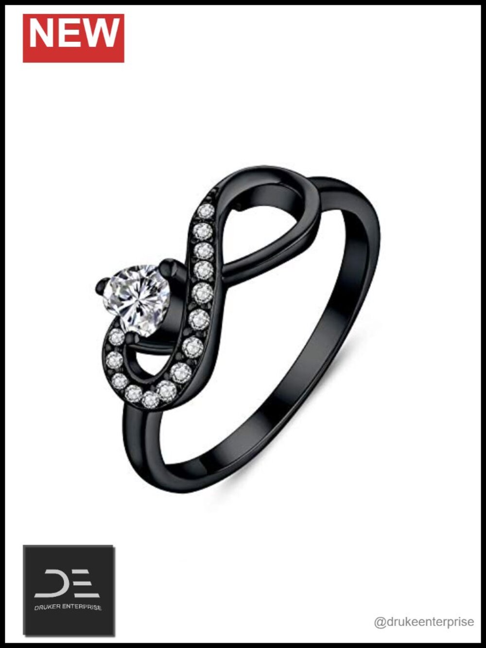 Sterling Silver Infinity Heart Promise Ring CZ Rhodium Plated Size 7